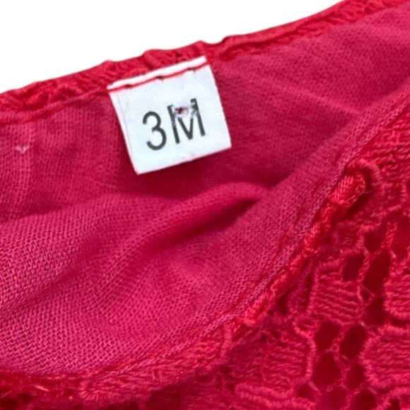 Baby Girls Red All Over Lace Formal Holiday Dress size 3M - Picture 4 of 5